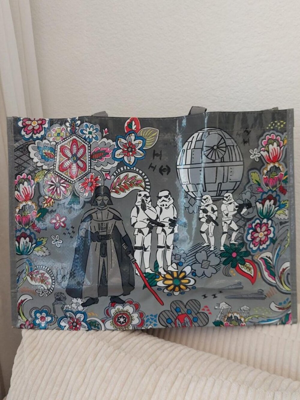 Star Wars Vena Bradley grocery plastic tote bag with Darth Vader, Stormtroopers,